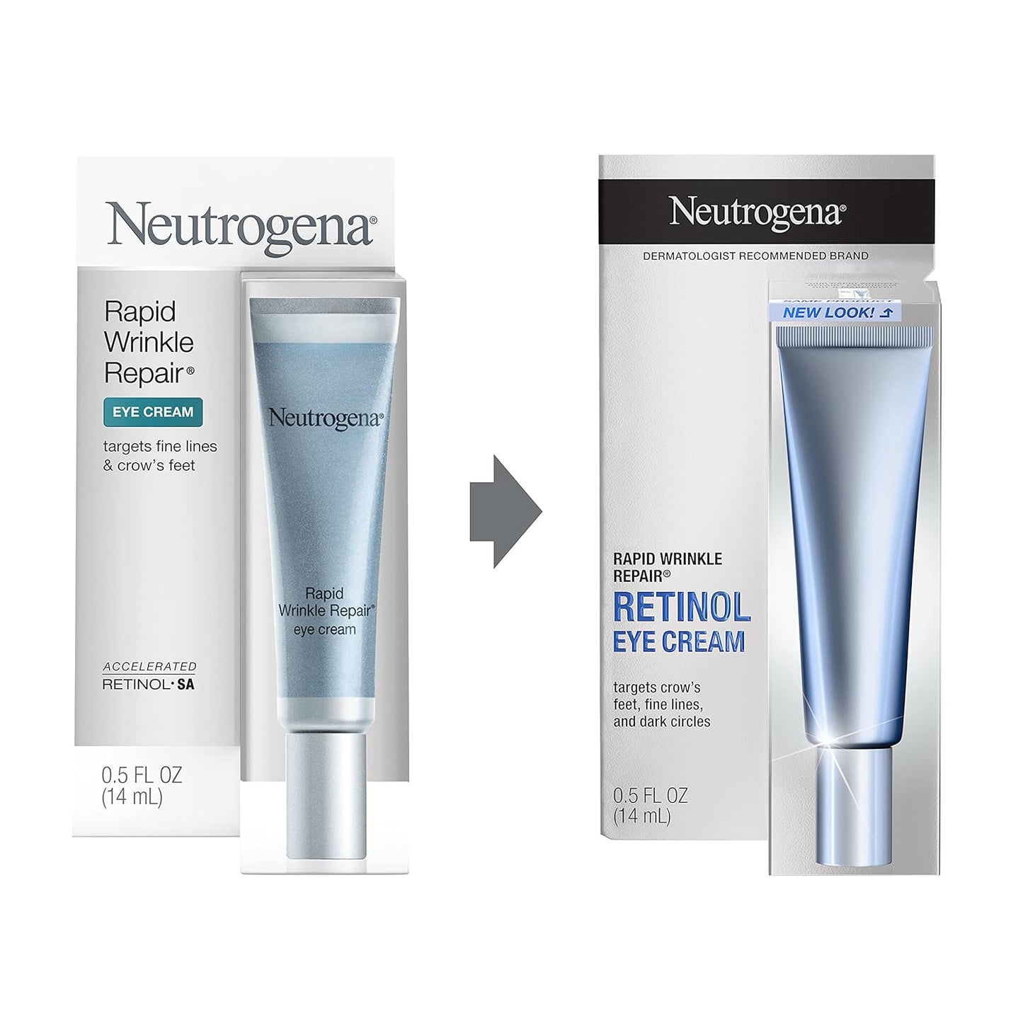 Neutrogena Rapid Wrinkle Repair Retinol Anti-Wrinkle Eye Cream for Dark Circles, Daily Eye Wrinkle Cream with Hyaluronic Acid & Retinol, Paraben-Free, 0.5 fl. oz