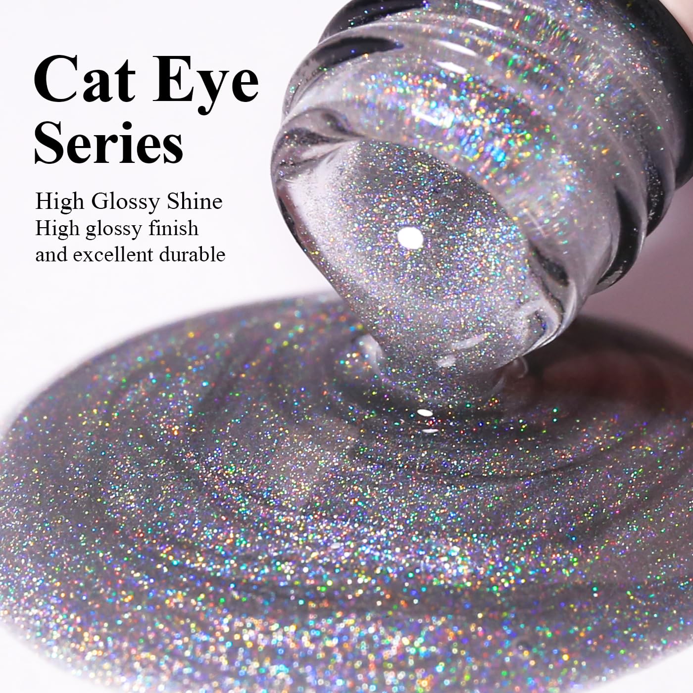 Imtiti Cat Eye Gel Nail Polish, Rainbow Holographic Magnetic Nail Gel Polish With Magnet Glittery Iridescent Galaxy Spring Summer Kit Soak Off UV Led 10ML