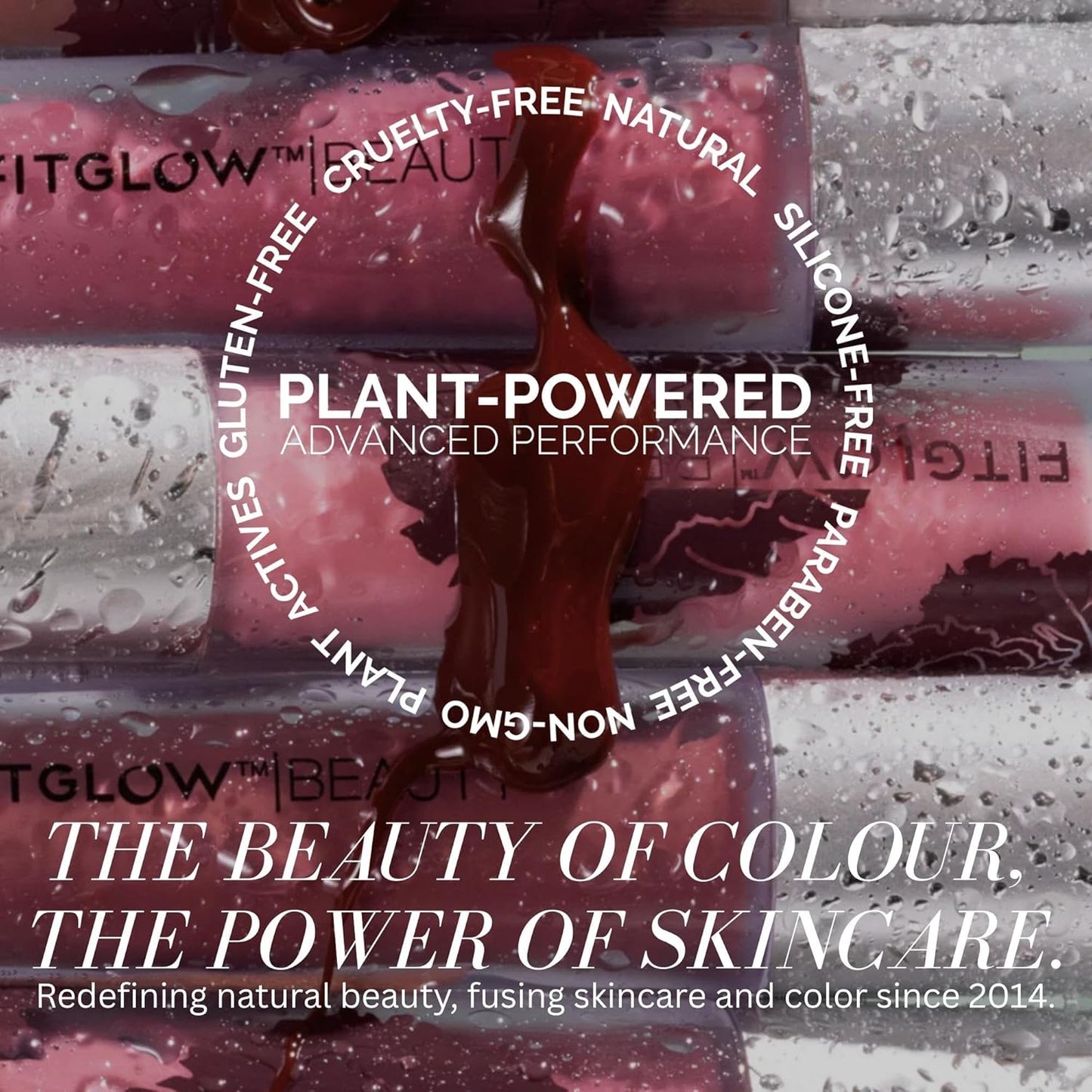 FITGLOW Beauty Lip Colour Serum | Hydrating Lip Gloss | Plumping Anti-Aging Lip Treatment | Natural Shine with Pomegranate Sterols & Collagen | Buildable Color for Dry Chapped Lips | Juice - 10g