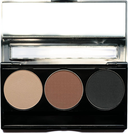 Matte Black, Medium Brown and Off White Vegan Eyeshadow Trio Palette; Talc, Paraben & Cruelty Free | alldaygood beauty