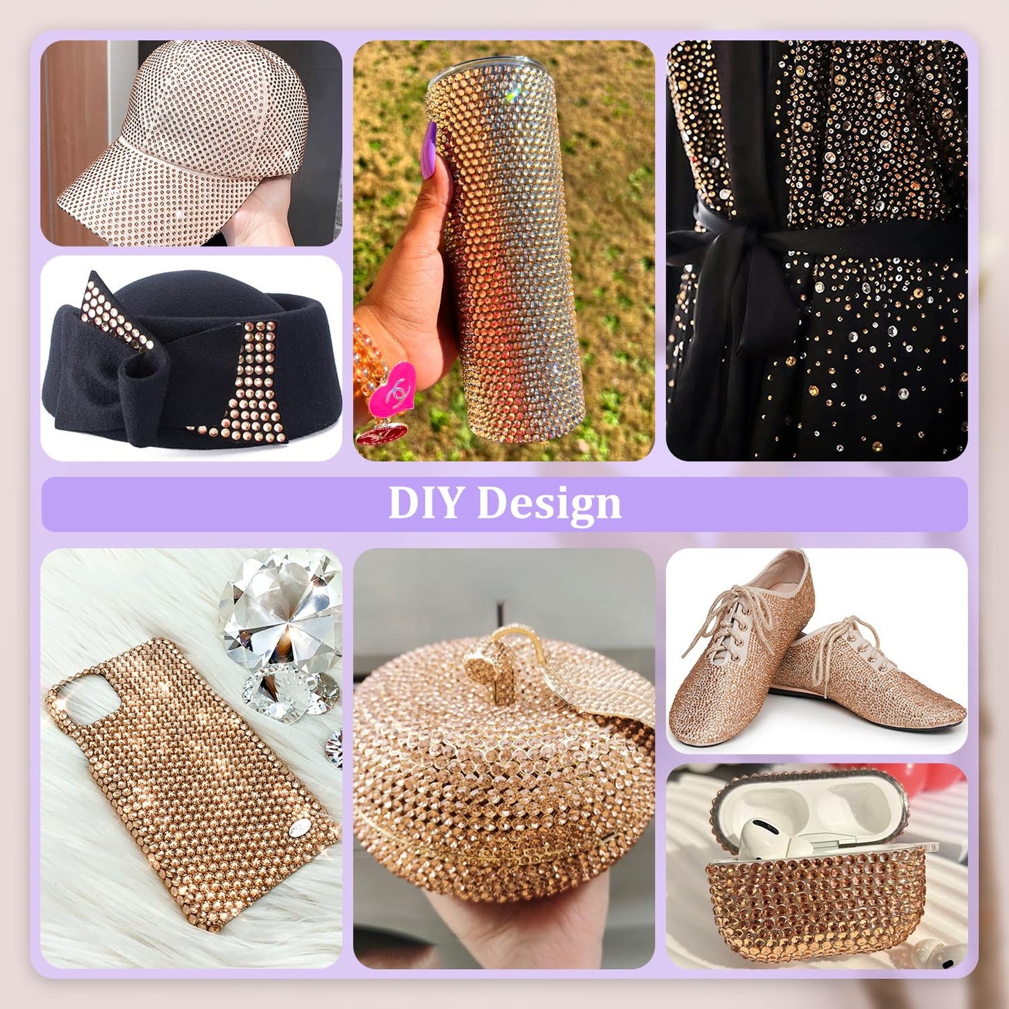 Resin Rhinestones for Crafting, 2 Boxeses Champagne Multi Sizes Flatback Bedazzling Crystals for Crafts Nail Art Deco, Non Hotfix Gems Charms for Tumbler Shoes Clothing Fabric Face Makeup