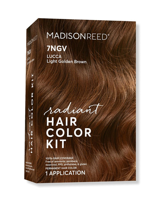Madison Reed Radiant Hair Color Kit | 7NGV Light Golden Brown (Lucca Brown) for 100% Gray Hair Coverage | Dimensional Salon-Quality Permanent Hair Dye | PPD-Free & Ammonia-Free | 1 Pack