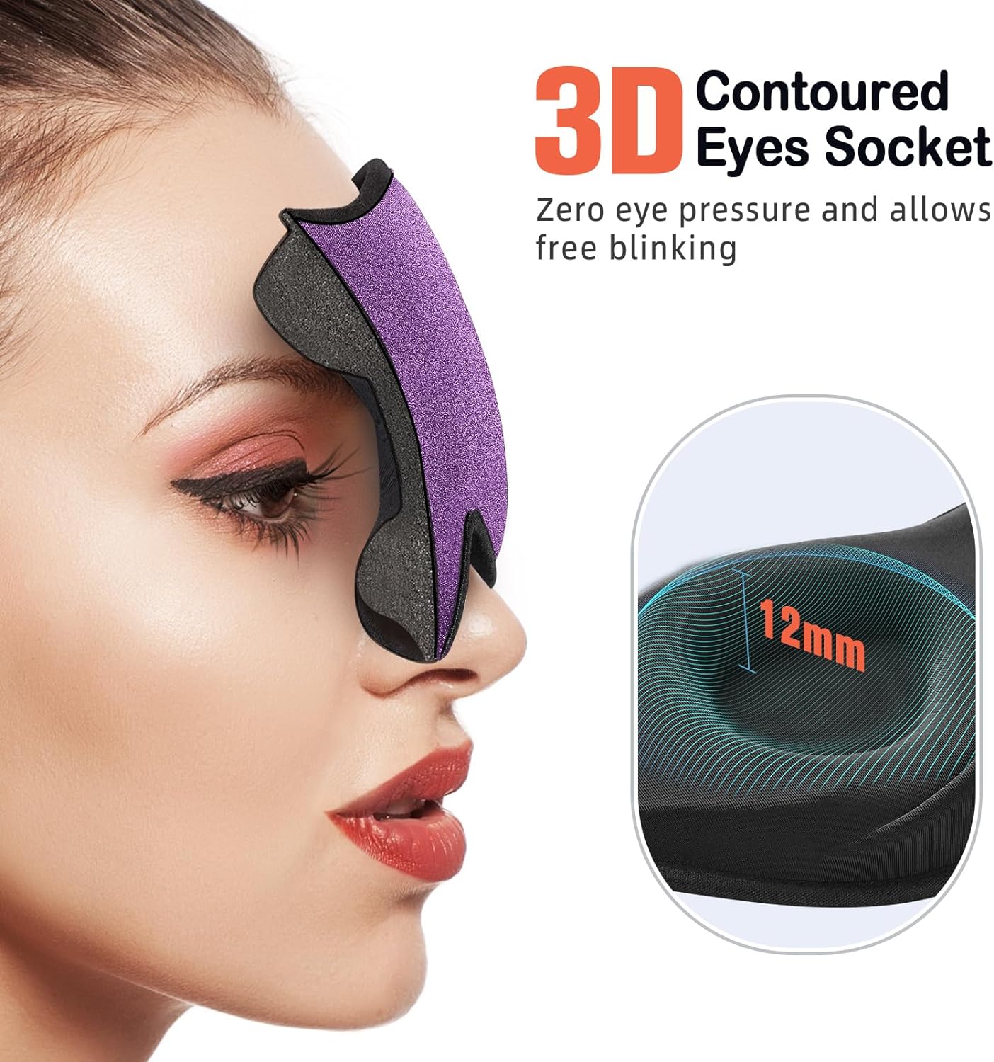 LitBear Sleep Mask for Side Sleeper Women Men, Eye Mask for Sleeping Light Blocking, 3D Contoured Cup Sleeping Mask, Soft Breathable Sleep Eye Mask with Adjustable Elastic Strap for Flight Nap