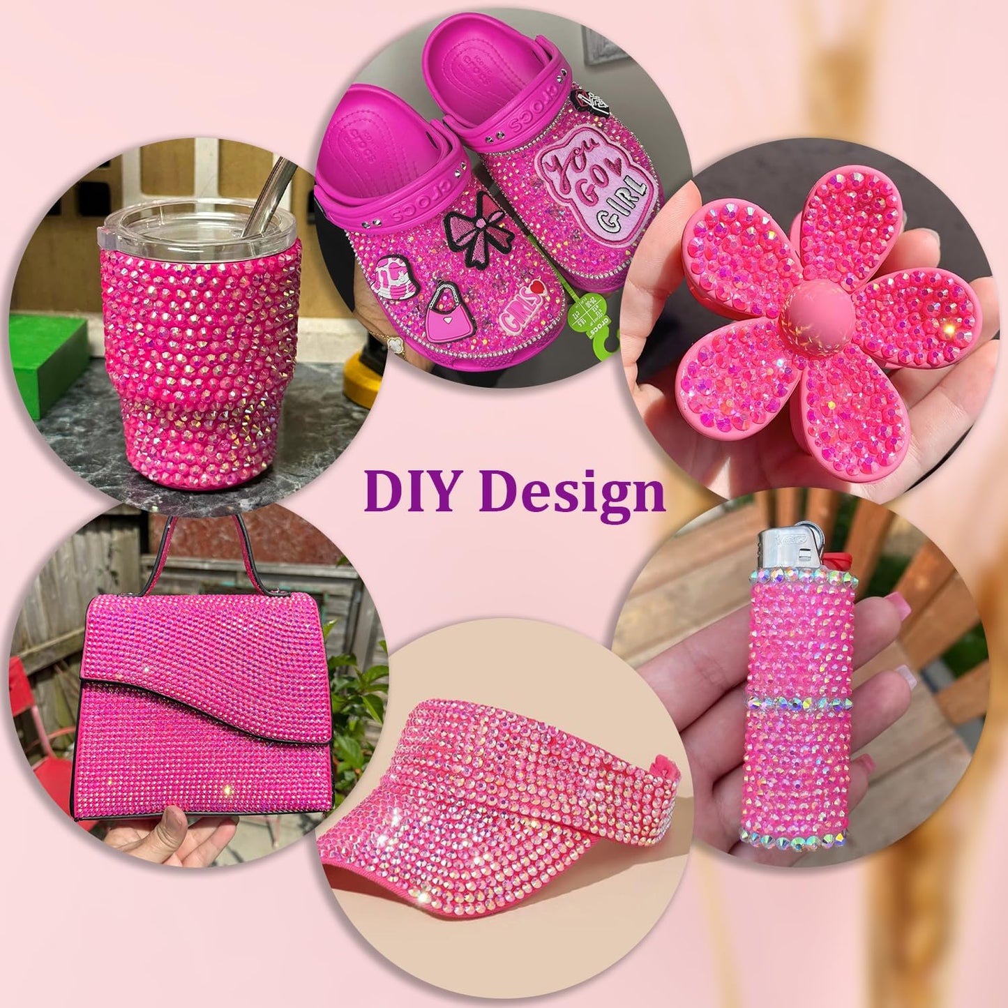 25000Pcs Resin Jelly Rhinestones with Tweezers for Crafting, Hot Pink AB 2-6mm Mixed Sizes Non Hotfix Flatback Gems, Bedazzling Crystal for DIY Crafts Clothing Tumblers Mugs Shoes Decor Nail Art