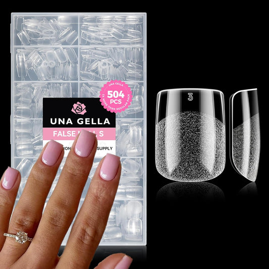 UNA GELLA Extra Short Nail Tips: 504pcs Square Fake Nails Pre-shape XS Short Square Press on Nails Gel Tips Full Cover Acrylic Nails False Nails for DIY Salon 12 Sizes | alldaygood beauty