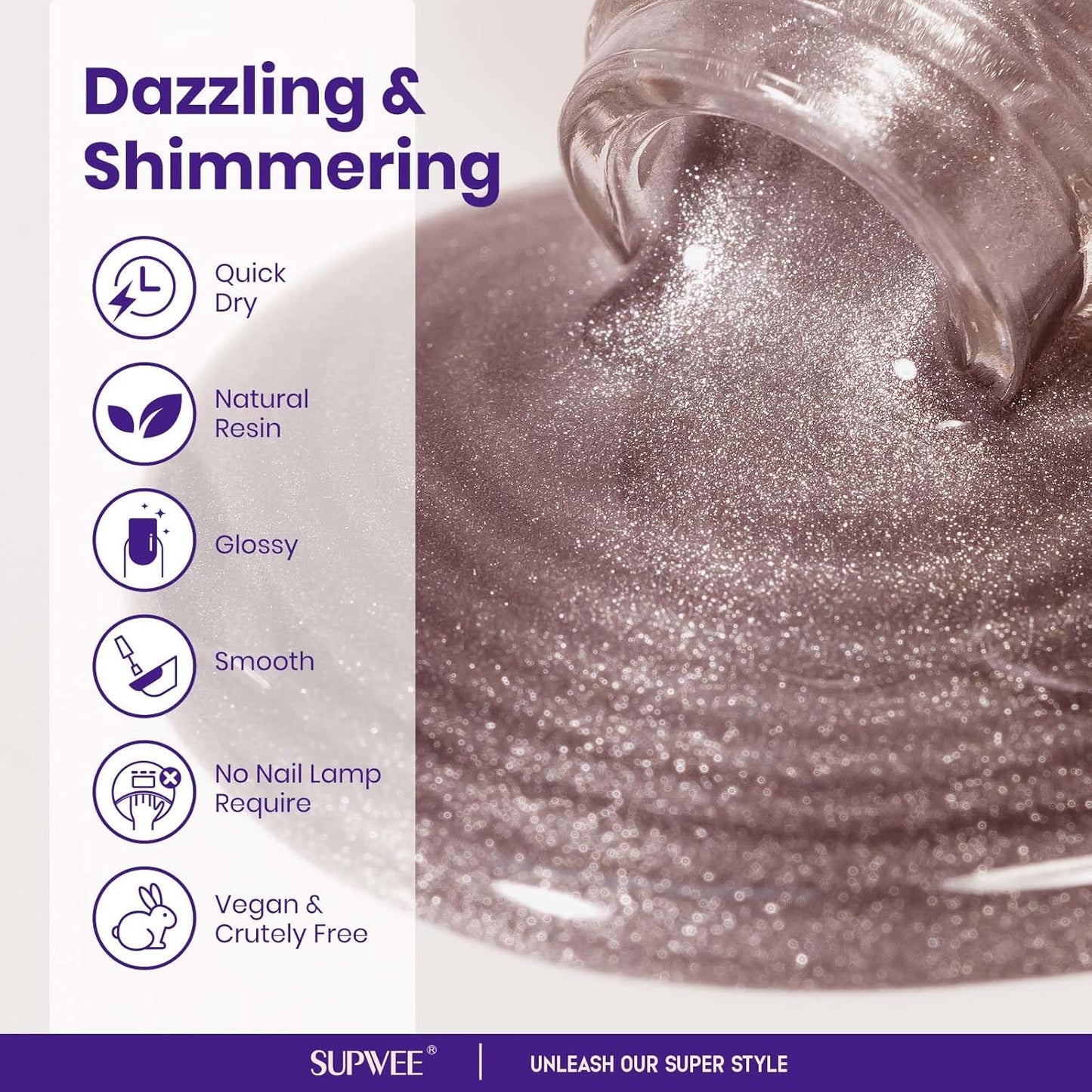 magnetic nail polish non gel, Nude Cat Eye Nail Polish Non Gel, Shimmer Glitter with Magnet, High Glossy, Fingernail Air Dry Fast, Manicure DIY, Salon Fall Colors