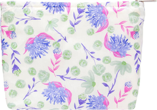 PAZIMIIK Makeup Bag Large Cotton Zipper Pouch for Purse Travel Canvas Make Up Organizer for Women Cosmetic,Galsang White