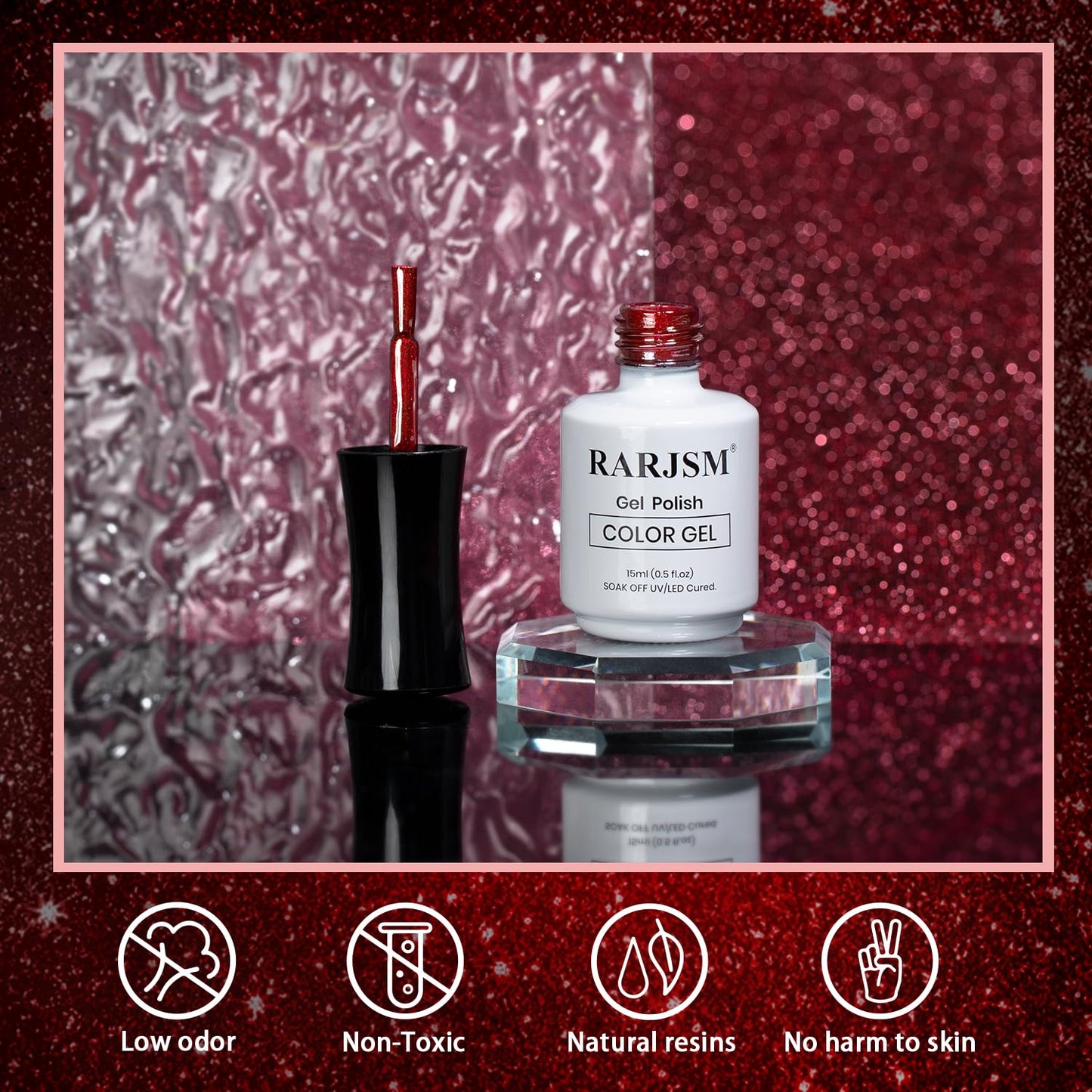 RARJSM Cat Eye Gel Nail Polish Diamond Dark Black Wine Red Cateye Velvet Glitter Gel Polish 15ml Single Bottle with Magnet Stick UV LED Curing Requires Soak Off for Home Salon Christmas Manicure
