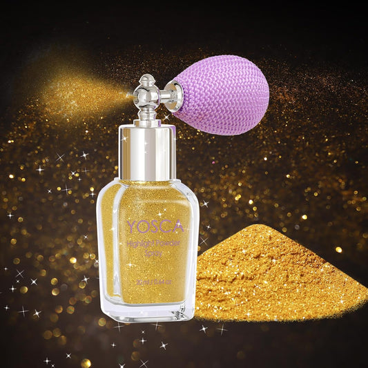 Yosca Body Glitter Spray, 30ML Loose Body Shimmer Powder Hair Spray Gold Glitter Sparkle Highlighter Makeup Mardi Gras Festival Accessories for Rave Clothes Hair Face Nail Art | alldaygood beauty