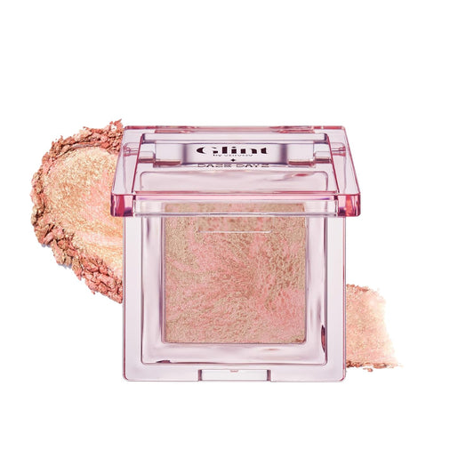 Glint Marble Highlighter (Solei Moon, 0.08oz) - Korean Makeup. Inspired Baked for Smooth, Radiant Glow, Long-Lasting Wear. Enriched with Micro Pearl Particles | alldaygood beauty