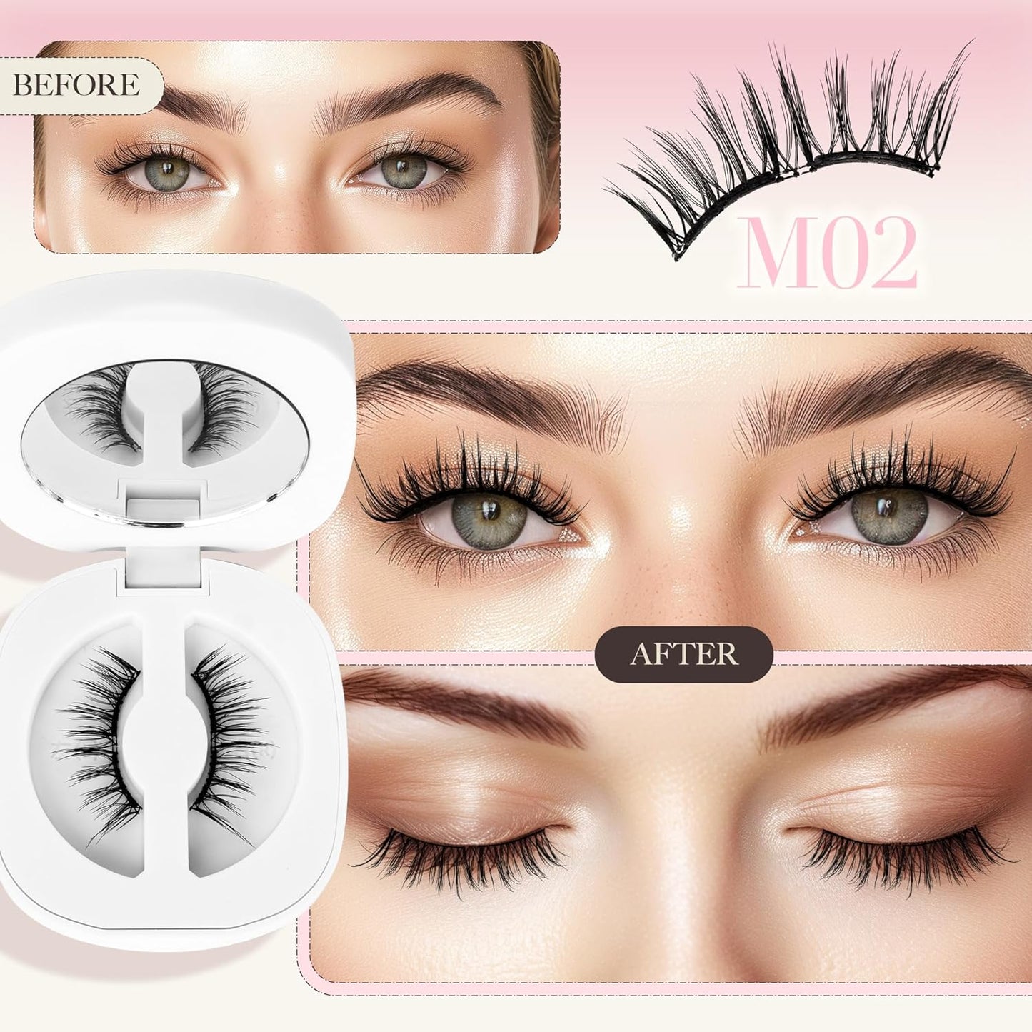LASHVIEW Magnetic Eyelashes with Applicator,Reusable Soft Magnetic Eyelashes Natural Look, No Glue Needed RCM02-N