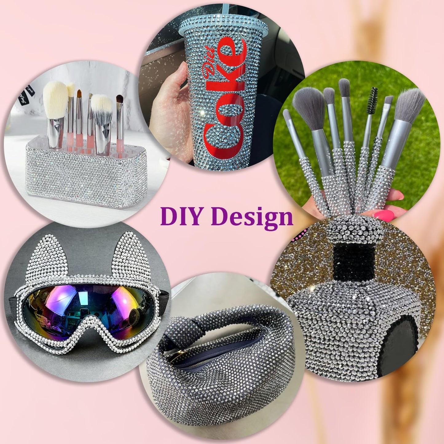 30000Pcs Silver Rhinestones for Bedazzling with B7000 Jewelry Glue, Bedazzler Kit Flatback Gems, Resin Rhinestones for Crafting Crafts Clothing Shoes Fabric Nail Art Assorted Size 2/3/4/5/6mm