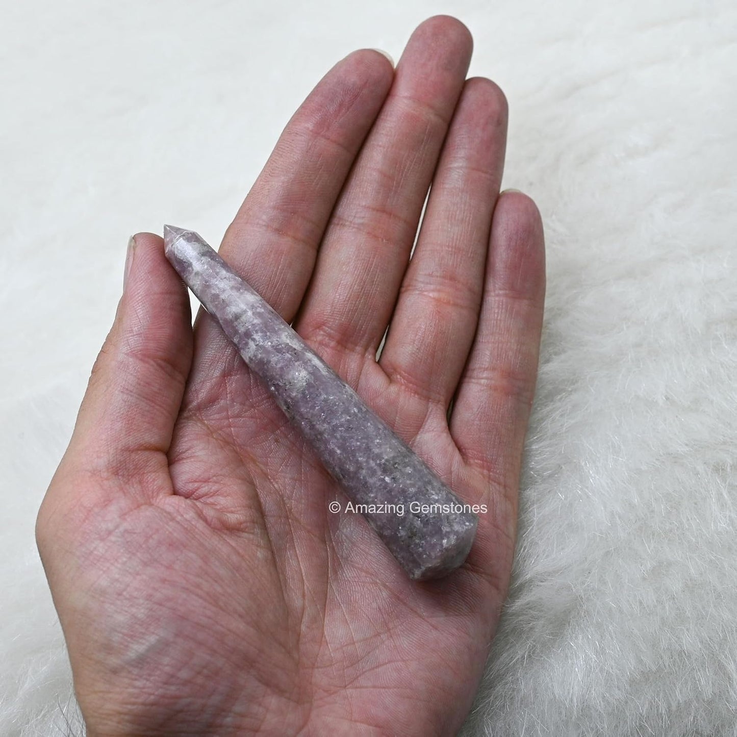 Amazing Gemstone Lepidolite Crystal Wand Massage Stick - Pelvic Wand Gua Sha for Adults - Crystals and Healing Stones Massage Wands for Adults Gifts (Pointed)
