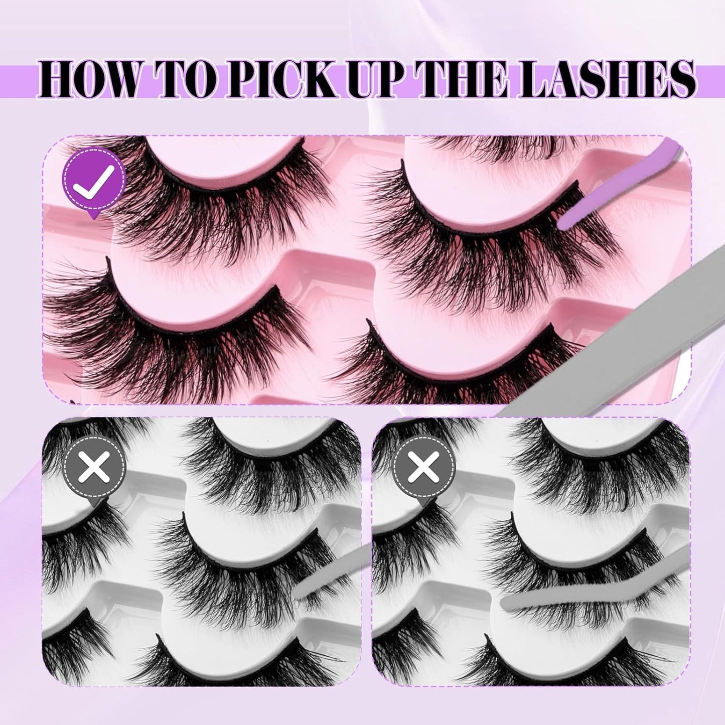Strip Lash with Glue for DIY Lash-users: 10 Pairs, DIY, Natural Look, Fluffy, Manga, Wispy, Waterproof, Anime, Cat Eye, D Curl, XH42-08