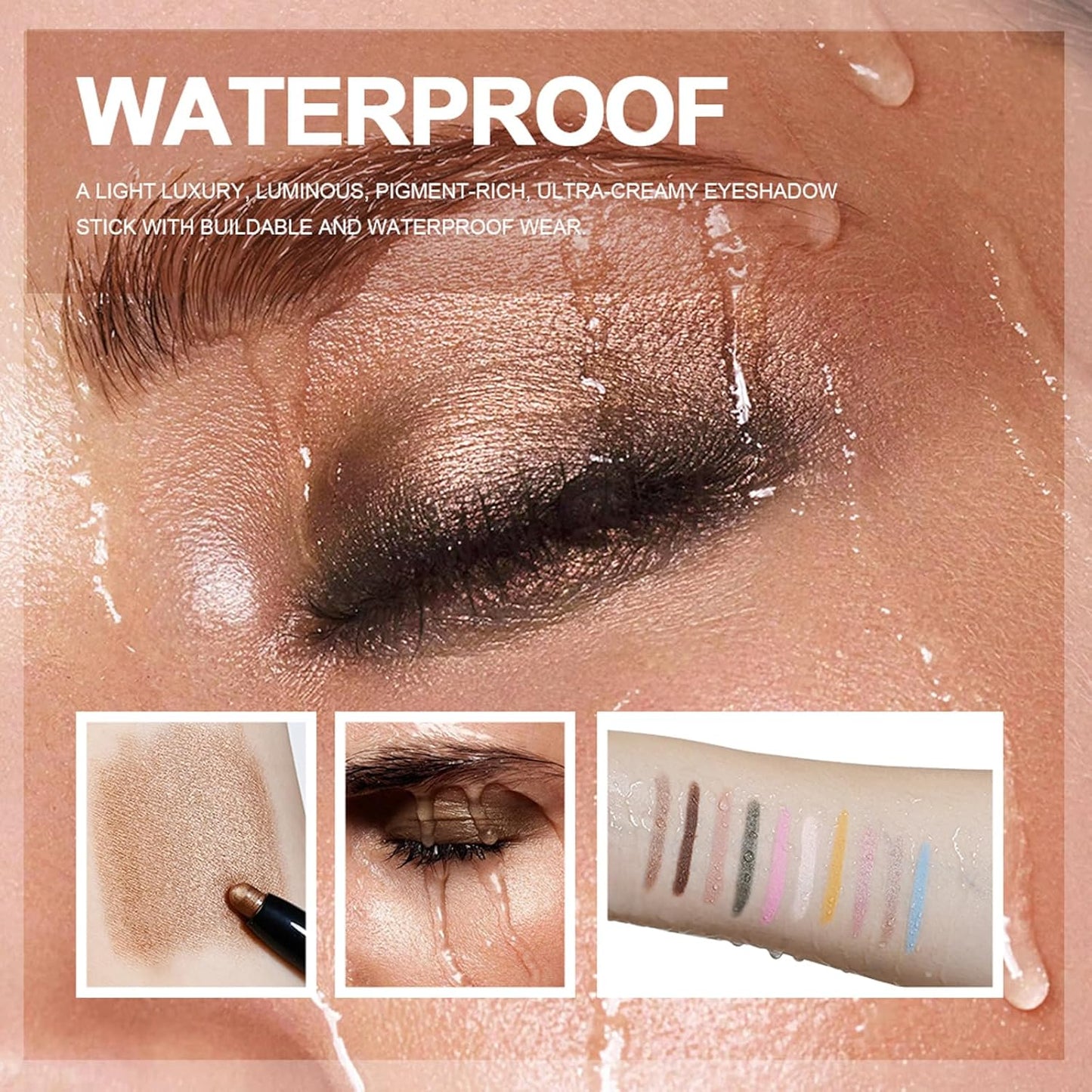 Eyeshadow Stick, Shimmer and Matte Cream Eye Shadow Brightener Sticks Eyeliner Pencil Crayon, Waterproof Long Lasting Eye Highlighter Stick Makeup,0.056 Oz(#6-Oyster)