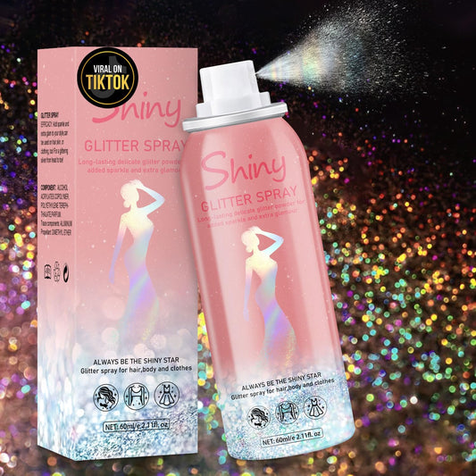 Hair and Body Glitter Spray, Holographic Glitter Highlighter Powder, Hairspray for Clothes, Face Body Shiny Glitter, Loose Shimmer Hairspray Festival Rave Prom Accessories, 2.11 Fl Oz (Rainy-Rainbow) | alldaygood beauty