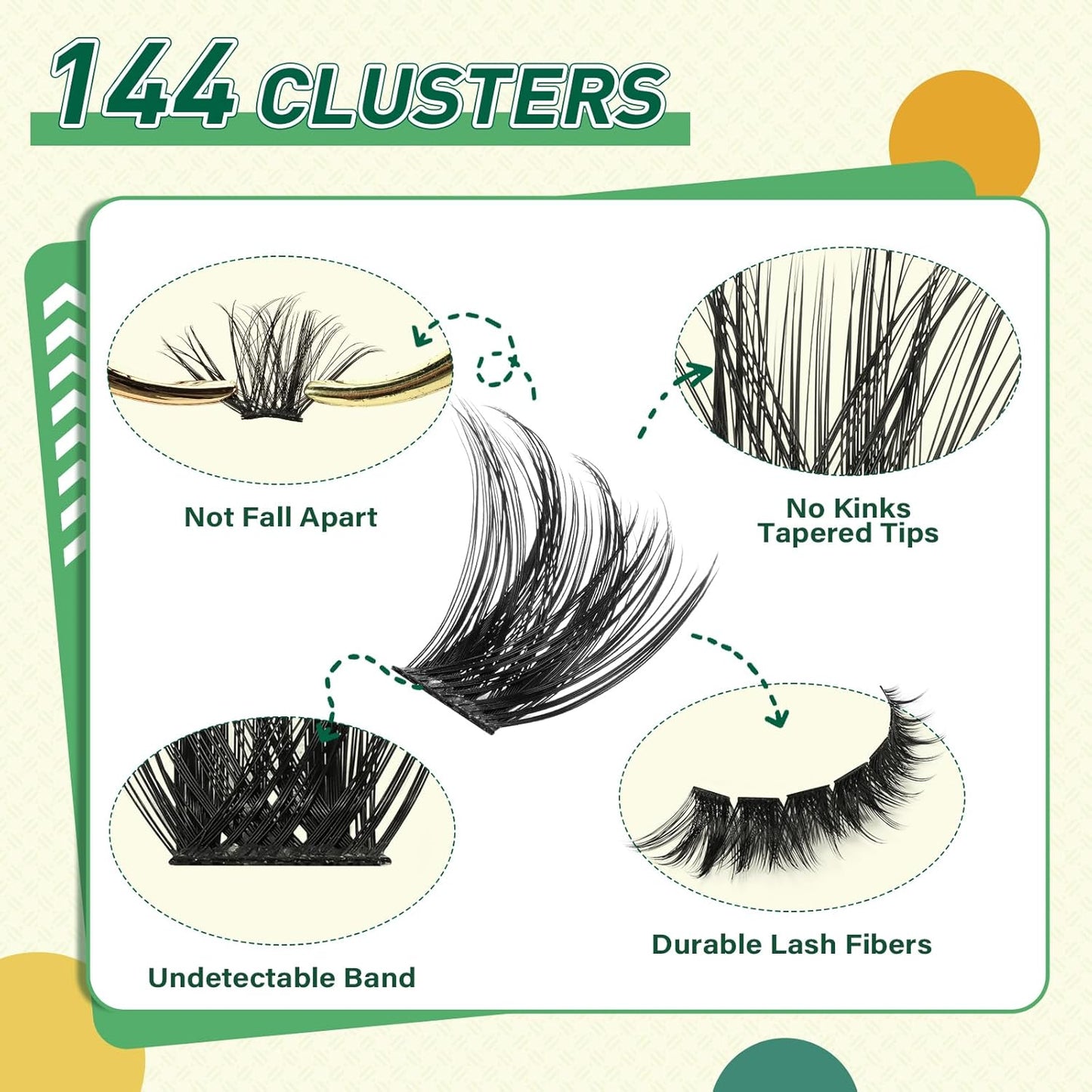 DIY Lash Extension Kit KEYYOU 144pcs Lash Clusters Eyelash Extension Kit with Mascara Brush Bond and Seal Lash Remover Lash Applicators Lash Brush for DIY Lash Extensions (Y22 Kit)