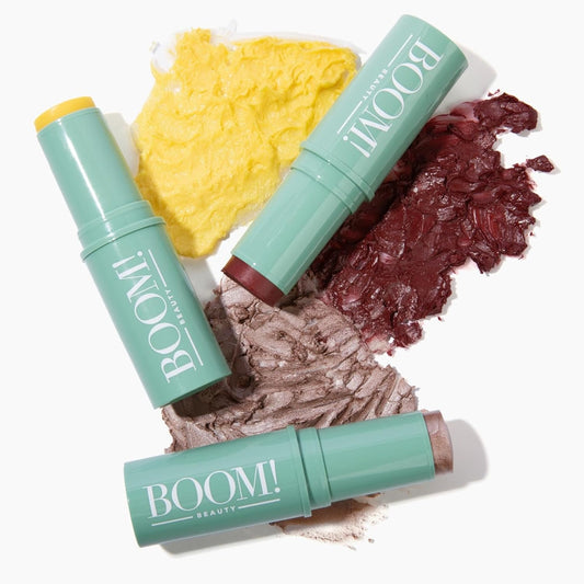 Boomstick Trio ® Color 3 Pack Cream Blush Makeup, Color Blush Stick, Highlighter Stick & Moisturizer for Cheeks, Eyes & Lips, Blendable Vegan Boom Sticks by Cindy Joseph for Older Women, BOOM Beauty | alldaygood beauty