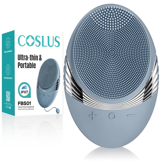 COSLUS Face Scrubber Facial Cleansing Brush: 5 Cleansing Modes Silicone Face Wash Scrubber for Men Beard Care, Sensitive Skin - Deep Cleansing & Gentle Exfoliating, Portable for Shower & Travel