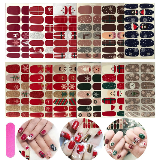 NAIL ANGEL 12pcs Nail Art Full-Cover Sticker Nail Art Wrap Christmas Series Full Cover Sticker Nail Strips for Women Winter Strips 10052 | alldaygood beauty