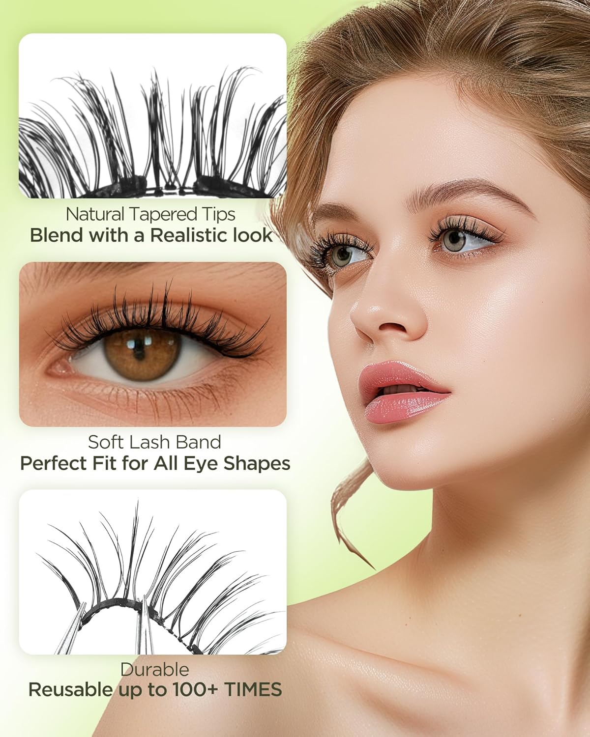 BEYELIAN Magnetic Eyelashes with Applicator Kit, Reusable Natural Look False Lashes, No Glue Needed Soft Magnetic Lashes for Eye MAC-101 (Lightweight & Comfortable)