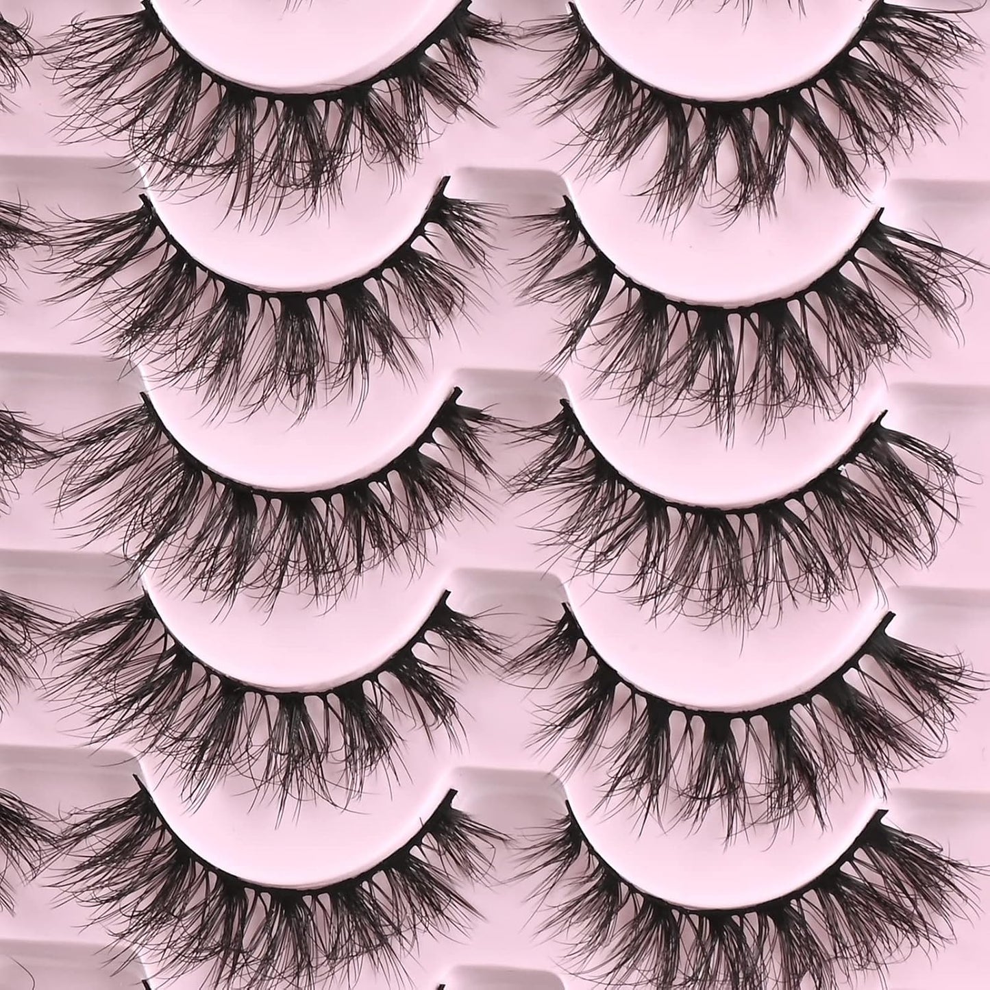FARRED Lashes Natural Eyelashes Wispy Cat Eye False Lashes Fluffy Fake Eyelash Natural Look 14 Pairs Short Faux Mink Strip Eye Lash Pack for MUA and Beginners Daily Makeup (F4 | 9-16mm)