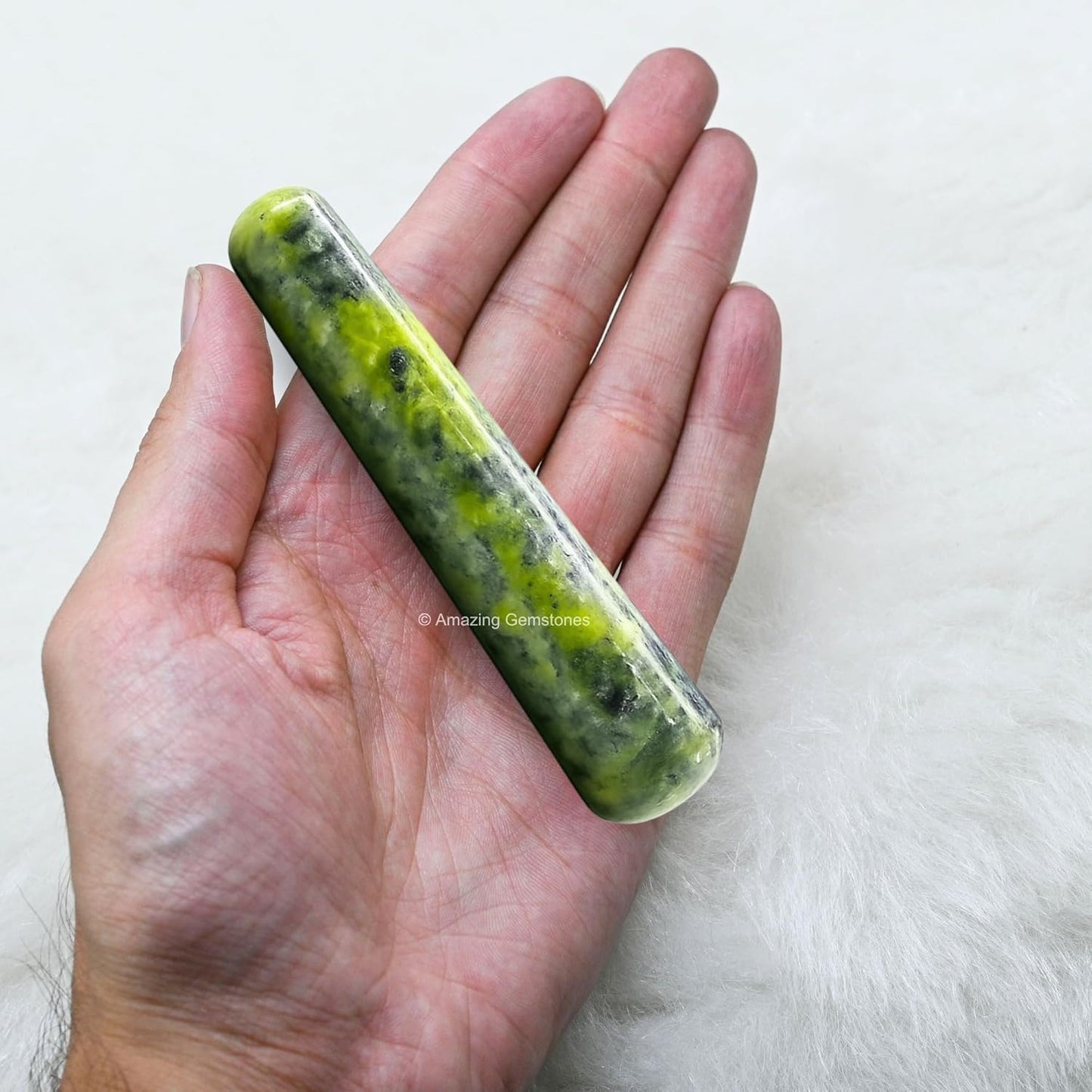 Amazing Gemstone Green Jade Crystal Wand Massage Stick - Pelvic Wand Gua Sha for Adults - Crystals and Healing Stones Massage Wands for Adults Gifts (Smooth)