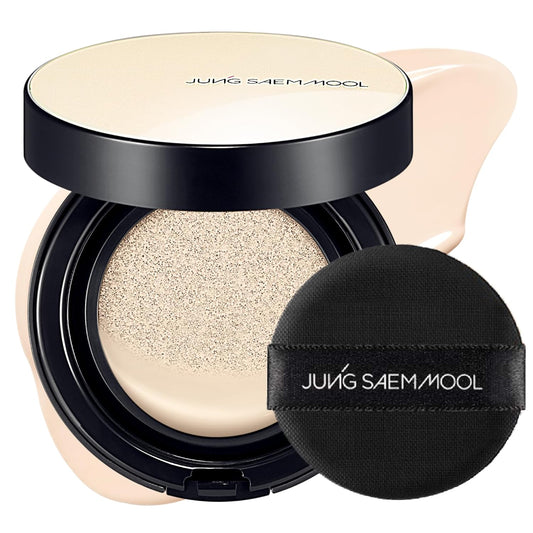 JUNG SAEM MOOL Essential Skin Nuder Cushion 10N Shell Cream 0.49 Fl Oz, No Refill, Natural Radiant Finish Cushion Foundation with Buildable Coverage, Lightweight Texture, Korean Foundation Makeup | alldaygood beauty