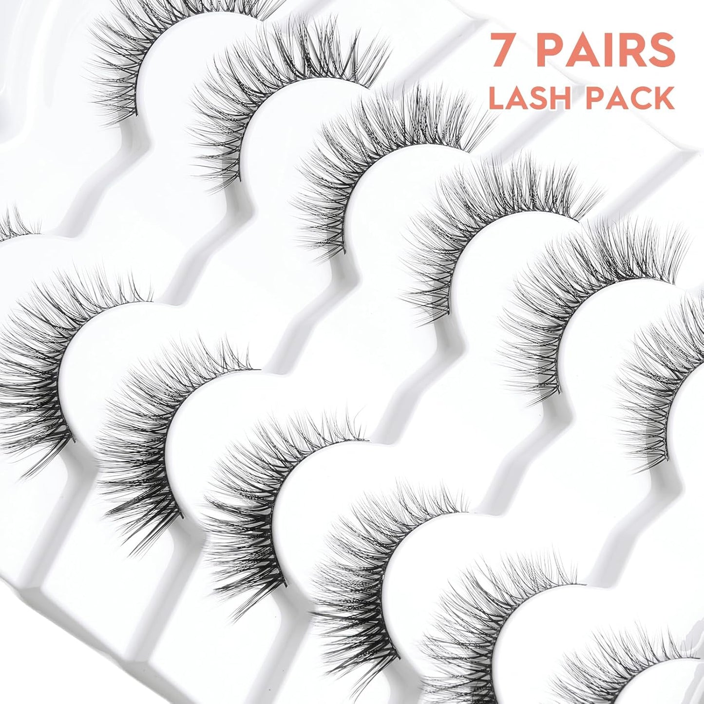 Wispy Cat Eye Lashes False Eyelashes Natural 10mm Short Lash Pack Soft Strip Eyelash 3D Volume C Curl Natural Eyelashes 7 Pair Siligli Lashes