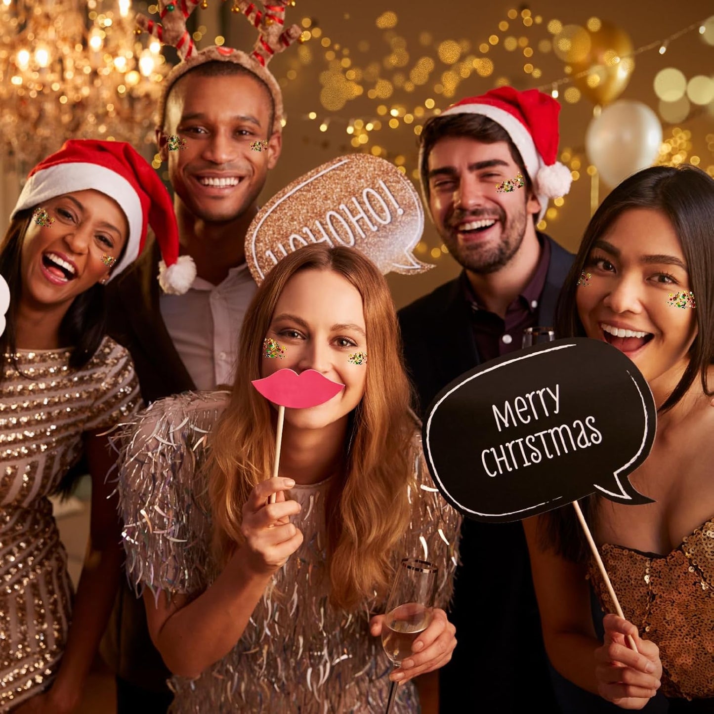 Christmas Glitter Gel for Body, Face, Hair and Lip, Color Changing Glitter Gel Under Light (Christmas)