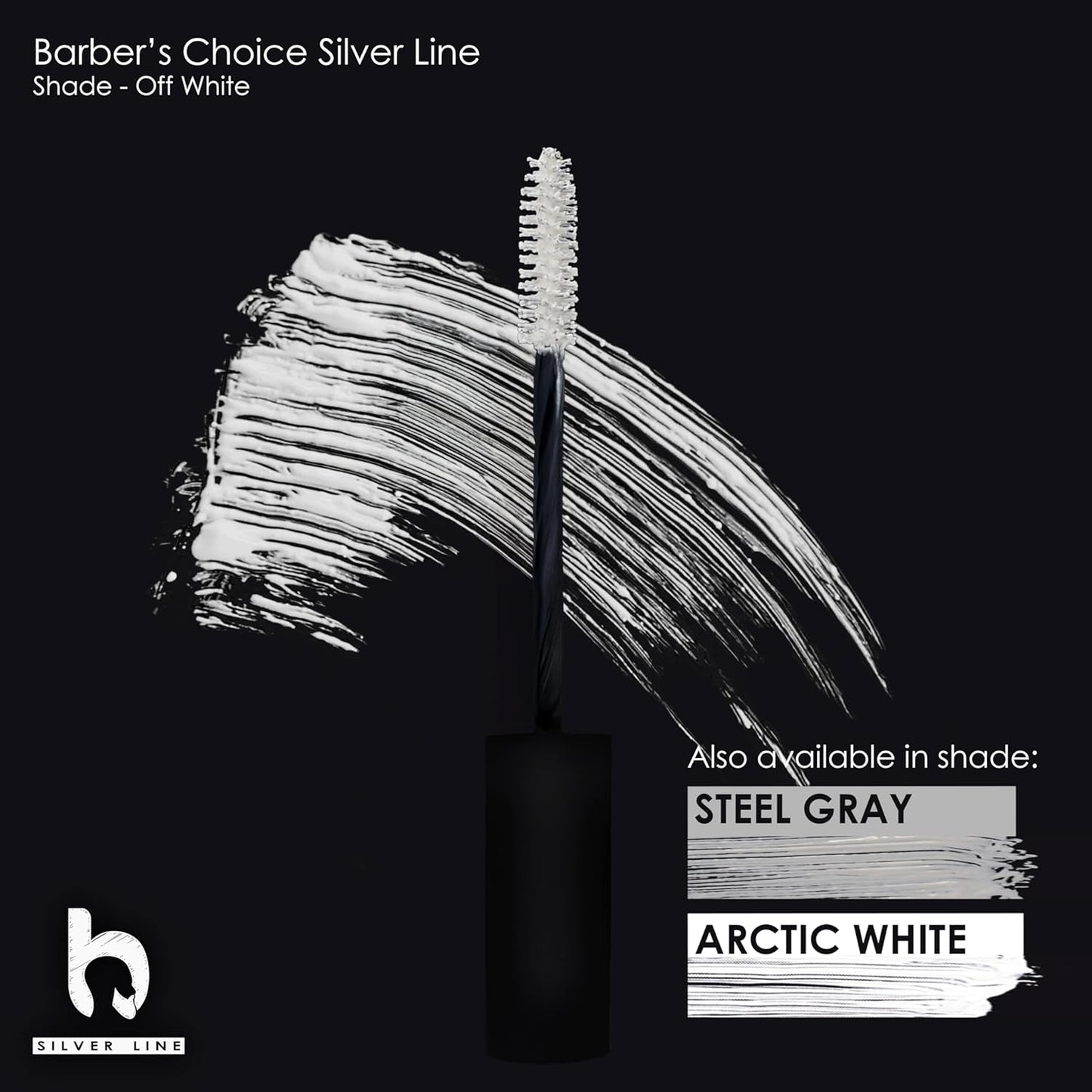Barbers Choice Silver Line, Facial Hair Brush on Temporary Color for Silver Fox Men- Instantly Brighten White Beards, Mustache & Sideburns, Less Yellow, Easy Application, Off-White