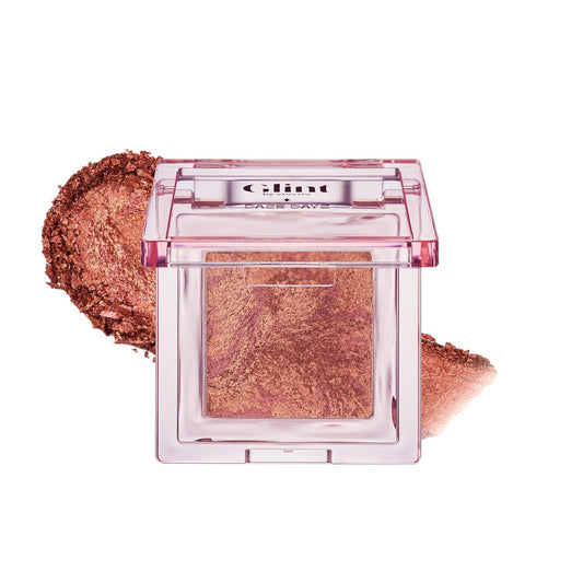 Glint Marble Highlighter (Sunset Bronze, 0.08oz) - Korean Makeup. Inspired Baked for Smooth, Radiant Glow, Long-Lasting Wear. Enriched with Micro Pearl Particles | alldaygood beauty
