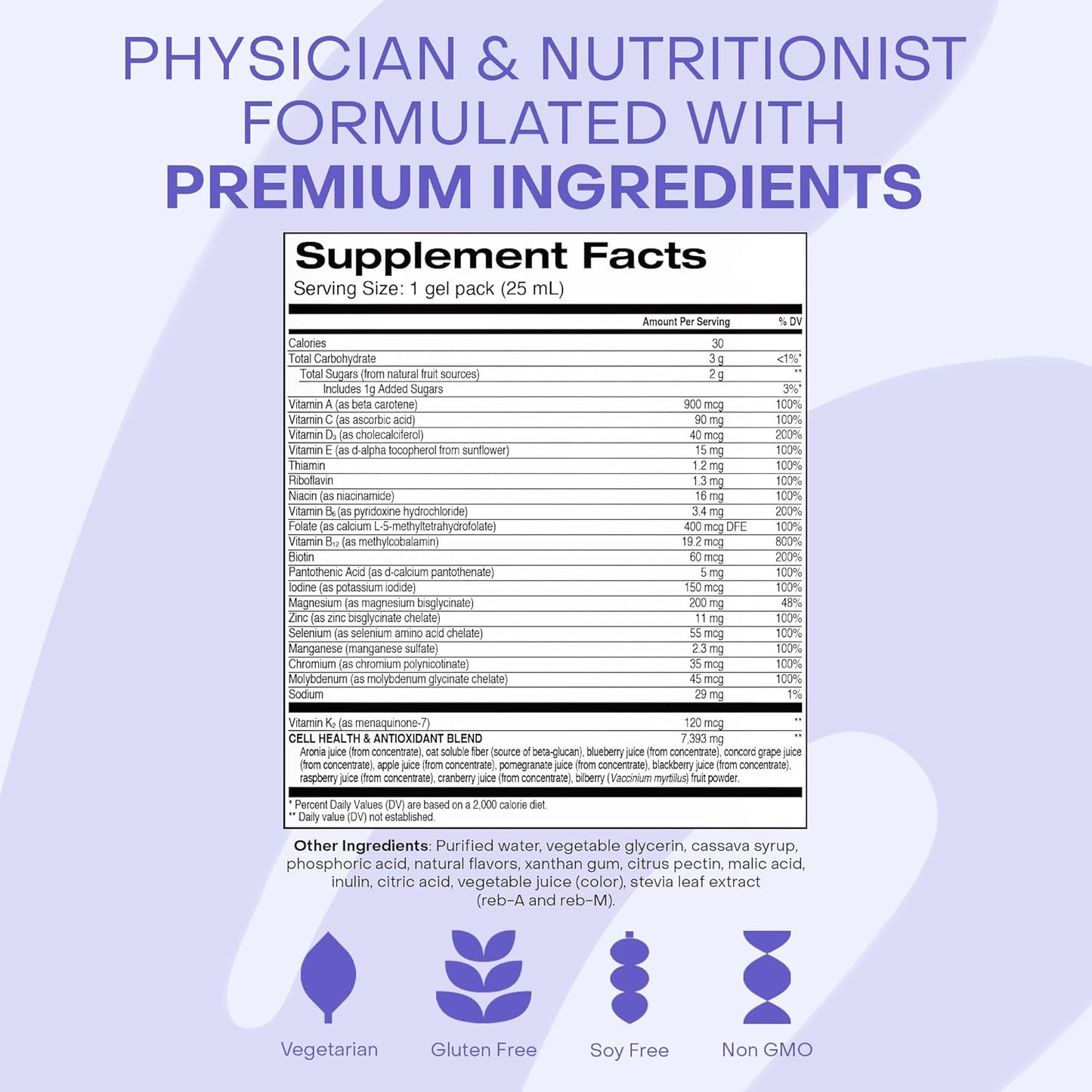 Healthycell Bioactive Daily Liquid Multivitamin for Men & Women – 20+ Essential Vitamins, Minerals & Antioxidants for Brain, Heart, Immunity, Energy, Skin & Hair Support - 30 Gel Packs