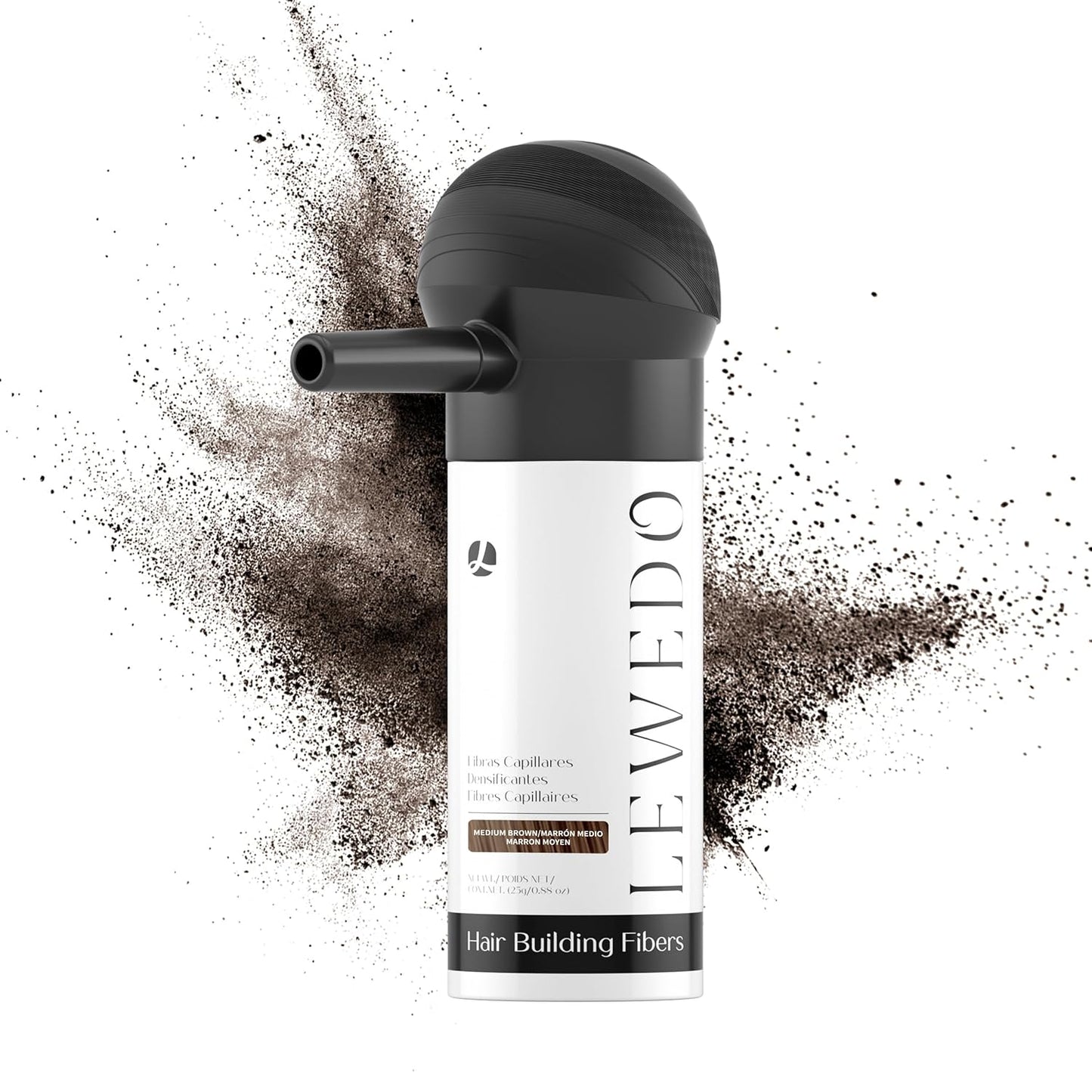 Hair Building Fibers 25G with Precision Spray Applicator - Electrostatic Adsorption for Instant Thicker Hair, Waterproof & Natural Look, Suitable for Men & Women (Medium brown)