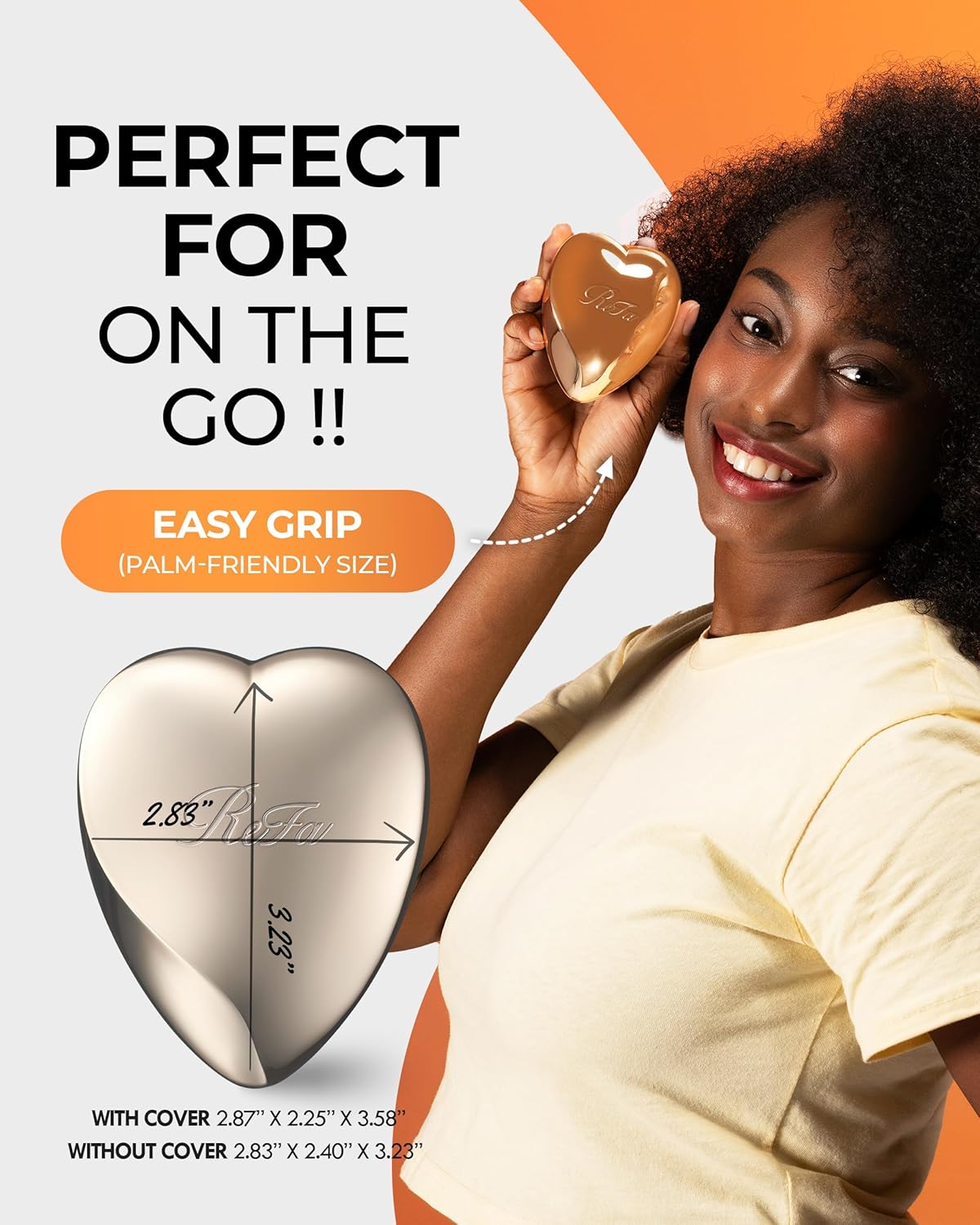 ReFa Heart Brush CHAMPAGNE GOLD | Heart Shaped Hair Brush for Women | No Tangle Hair Brush | Small Hair Brush for Thick Hair | Hair Detangler Hair Brush Travel Hair Brush