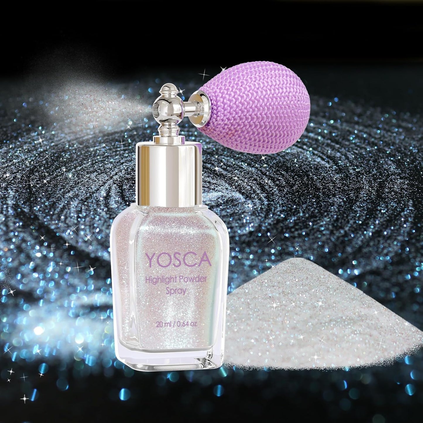 Yosca Body Glitter Spray, 30ML Loose Body Shimmer Powder Iridescent Hair Spray White Glitter Sparkle Highlighter Makeup Festival Rave Accessories for Clothes Hair Face Nail Art