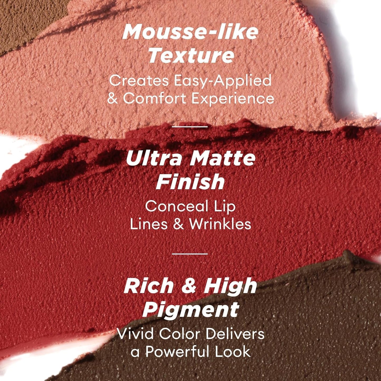 ITY Velvet Matte Finish Lip Stain-Mousse Textured Lip Clay, Red Shade, Conceals Lip Lines, Rich Pigment Lip Tint Lipsticks, 0.14 oz (4g) in Earthy, Ginger.