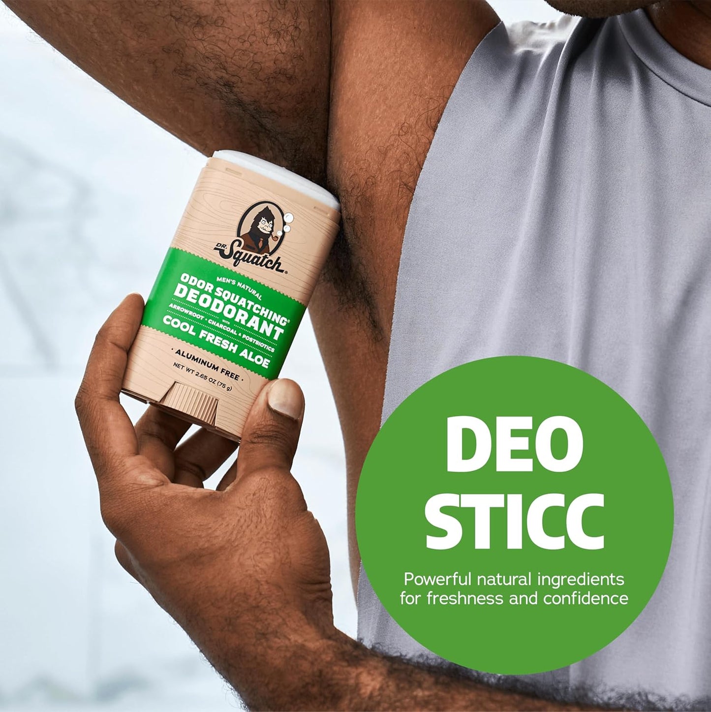 Dr. Squatch Natural Deodorant for Men - Odor-Squatching Aluminum Free - Cool Fresh Aloe (2.65 oz, 3-Pack)