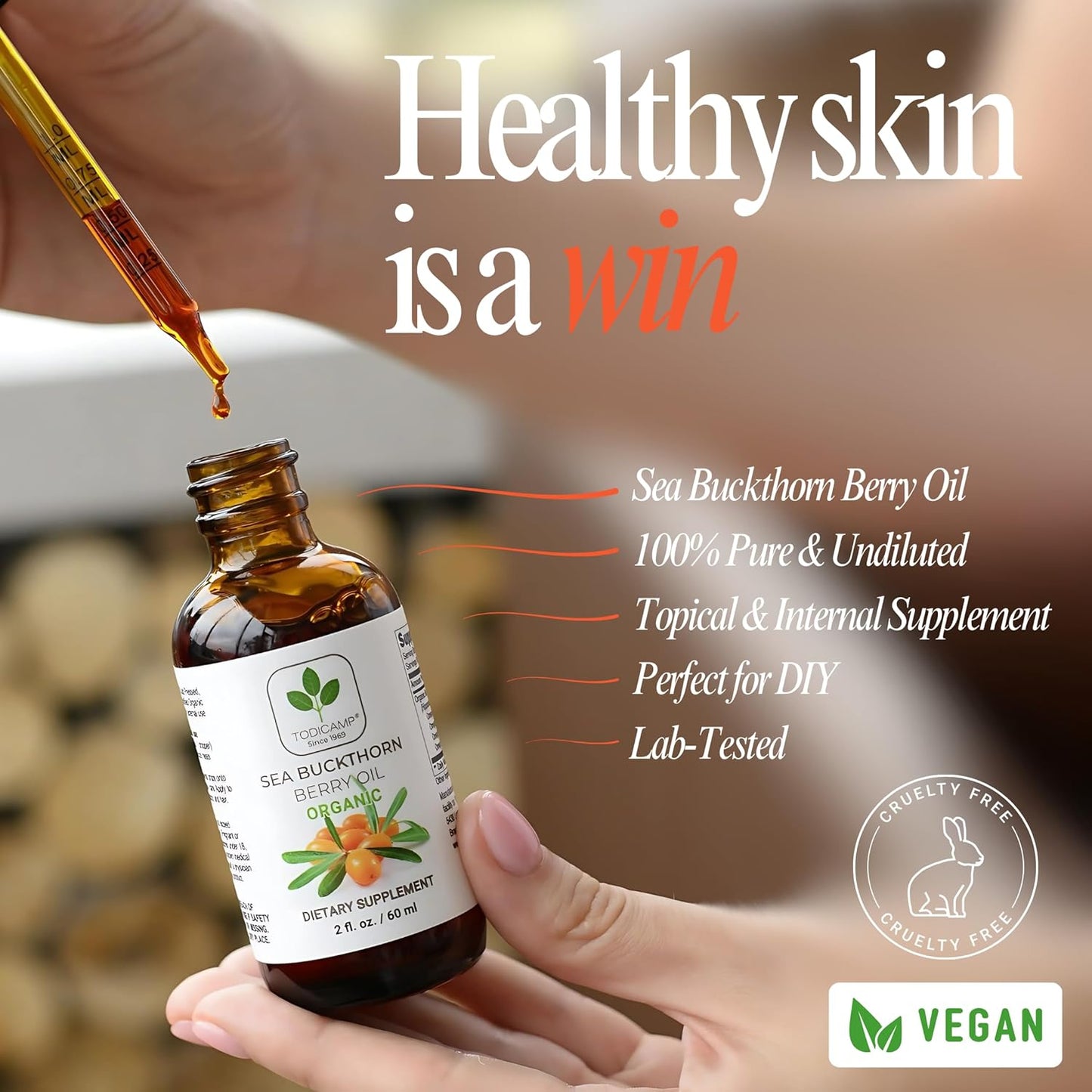 Organic Sea Buckthorn Oil - 1 fl oz Cold-Pressed Sea Buckthorn Berry Oil - Seabuckthorn for Face, Hair, Body & Supplement