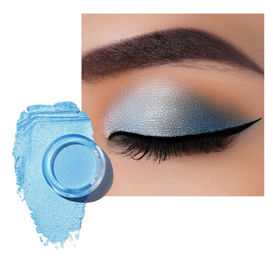 Oulac Blue Cream Eyeshadow also for Highlighter Large Capacity Highly Pigmented Eye Shadow Waterproof &Long Lasting with Moisturizing Formula. Shimmer Glitter Eye Makeup. 6g.(02) | alldaygood beauty