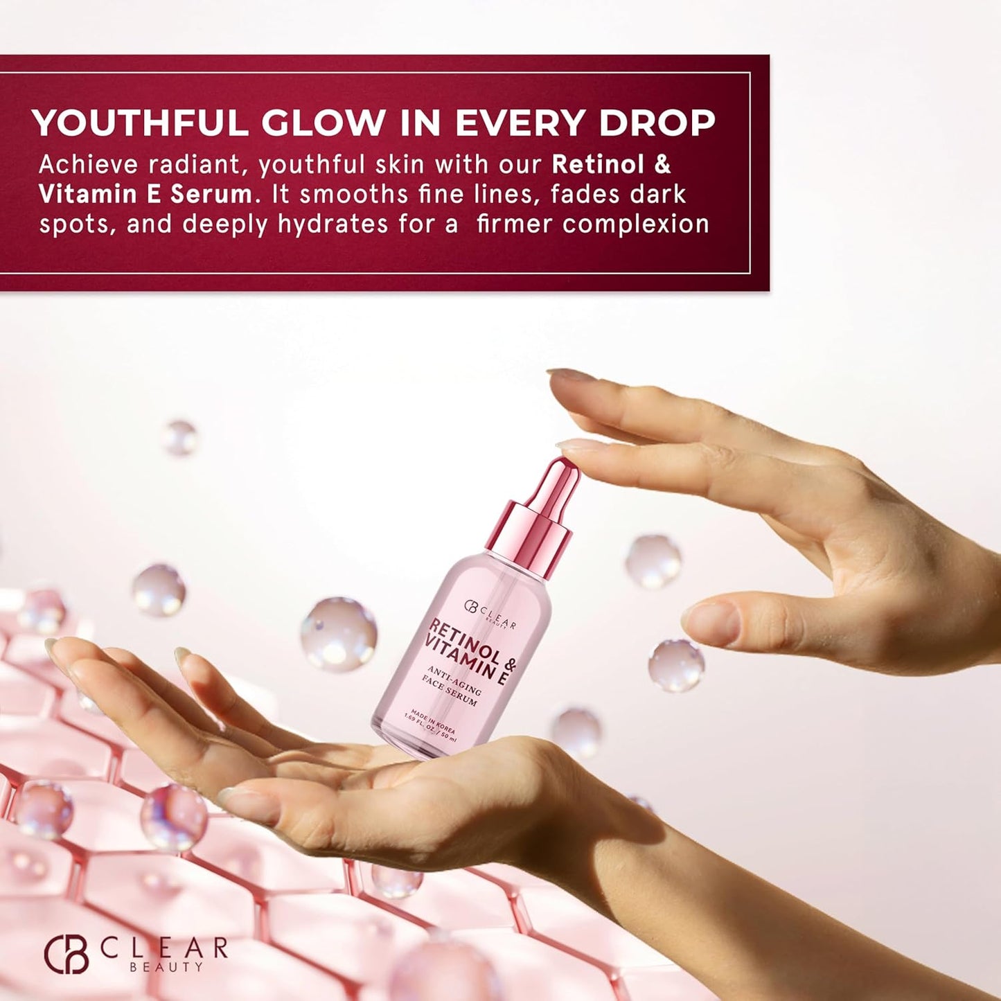 Retinol & Vitamin E Facial Serum – Dermatologist-Tested, Anti-Aging, Hydrating & Revitalizing Korean Skincare – Vegan, Clean Beauty, Cruelty-Free, Sulfate-Free, Non-GMO – 1.69 fl. oz.