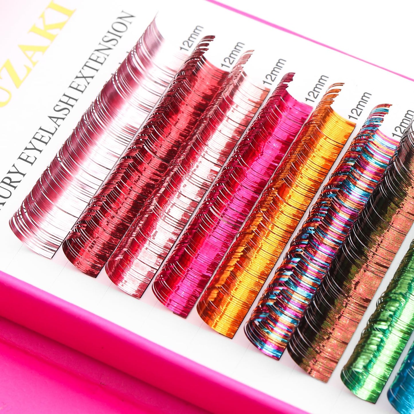 Glitter Spike Tinsel Eyelash Extensions 0.07 Colored Lashes Extension D Curl Lashes 10mm Lash Extensions Soft False Eyelashes Volume Lashes 12 Rows Professional Use(Glitter,0.07-D,10mm)