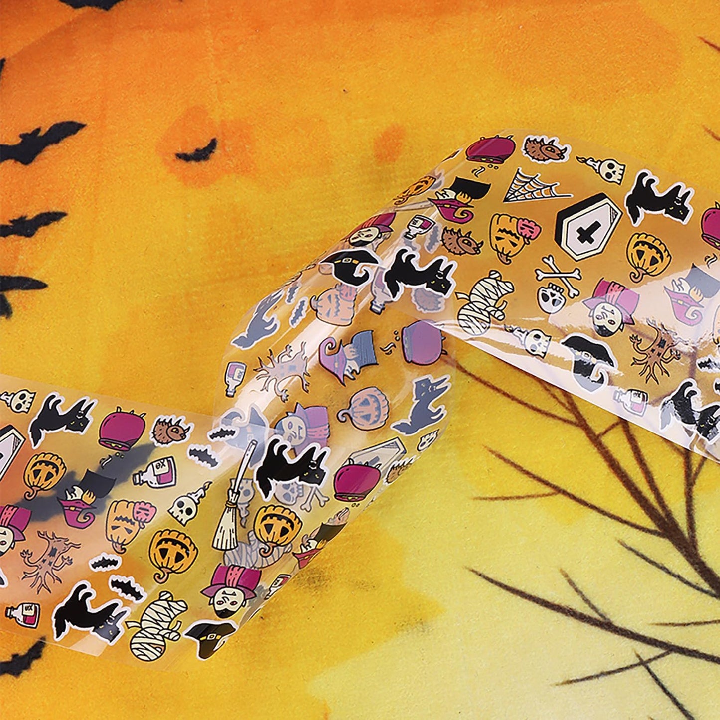 10 Rolls Halloween Nail Transfer Foil Stickers Set Halloween Theme Nail Art Foils Decals Cartoon Design Nail Foil Transfers Pumpkin Bat Ghost Skull Cat Nail Decorations for Women Manicure Supplies