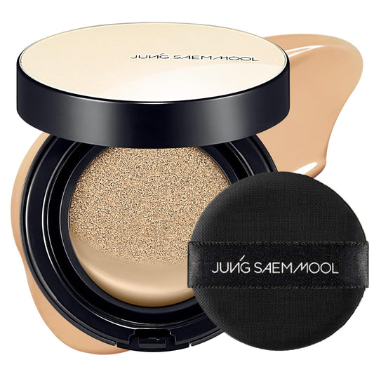 JUNG SAEM MOOL Essential Skin Nuder Cushion 22W Sand 0.49 Fl Oz, No Refill, Natural Radiant Finish Cushion Foundation with Buildable Coverage, Lightweight Texture, Korean Foundation Makeup | alldaygood beauty