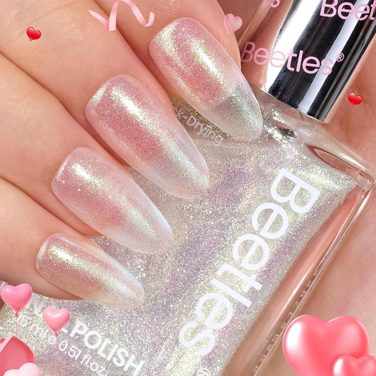 beetles Nail Polish Glitter Nail Lacquer Shimmer-Like Top Coat Fast Drying & Long Lasting Brilliant Milky Way, No UV Lamp Needed for DIY Nail Art Salon at Home Gifts for Women | alldaygood beauty