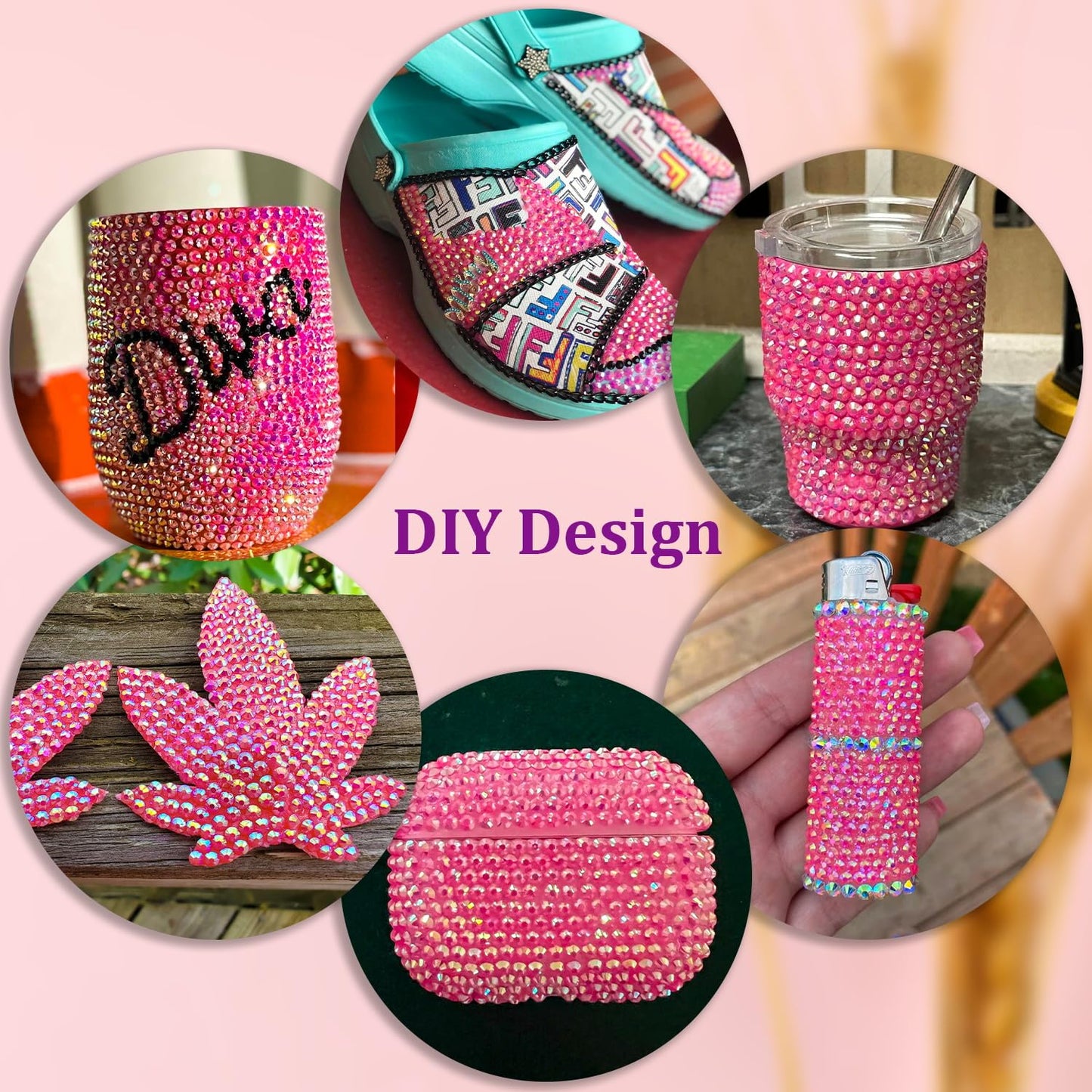 Resin Jelly Rhinestones for Crafting with B7000 Jewelry Glue, 2 Boxes Hot Pink AB Flatback Crystals with 3Pcs 10ml Glue, Bedazzling Non Hotfix Gems for DIY Tumblers Clothing Shoes Manicure