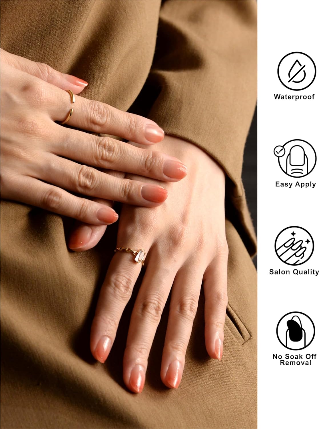 Nail Polish Strips, 44PCS Salon Quality Wraps with Top Coat, Long Lasting Gel Nail Stickers for Women Easy Apply& Remove (Red Chipotle Pink)