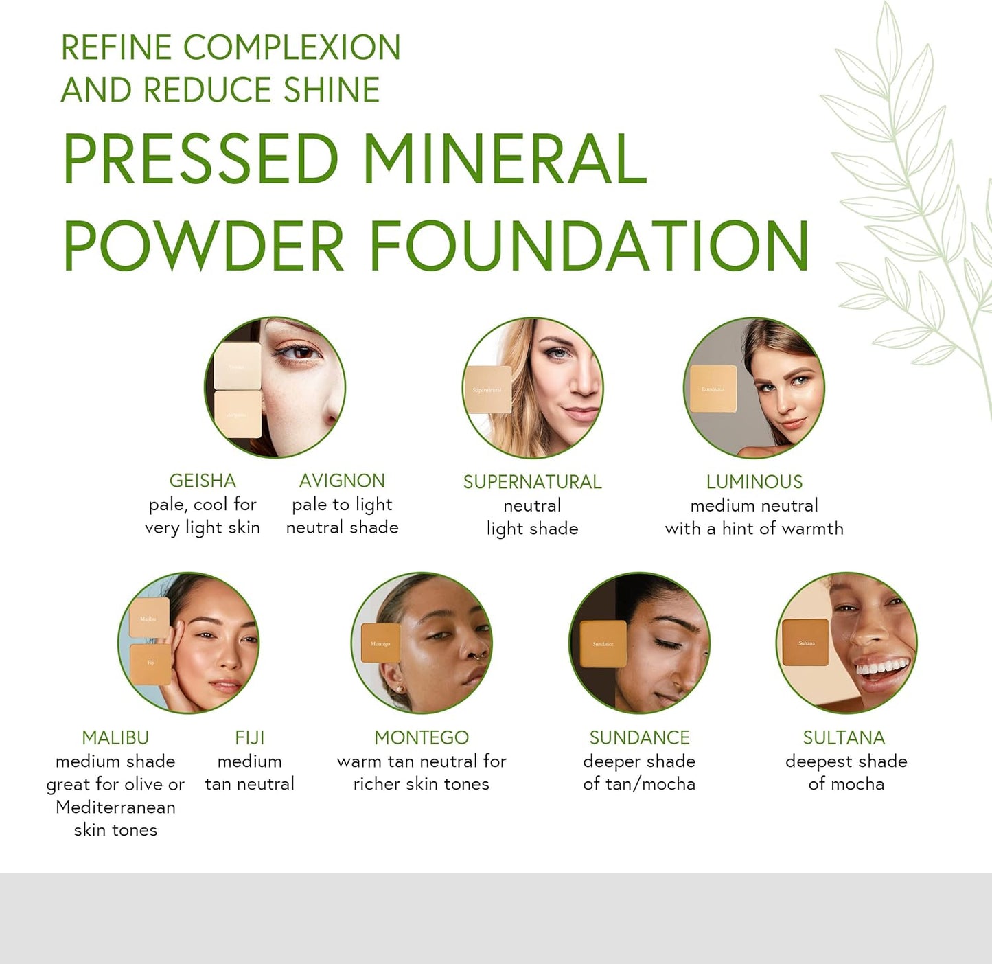 Honeybee Gardens Pressed Mineral Powder Foundation Refill, Avignon, Pale Light Neutral Shade, Adjustable Coverage, Natural Finish, With Botanical Extracts And Vitamin E, 7.5g