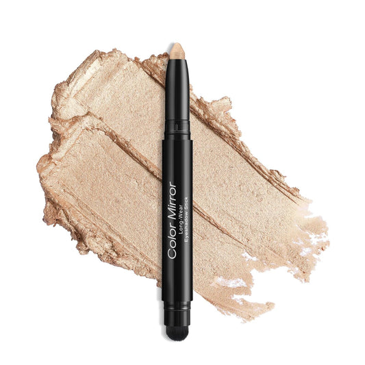 Cream Waterproof Hypoallergenic Eyeshadow Stick, long wear Metallic Glitter Matte Eye Shadow Pencil With Makeup Brush, Eye Brightener, 03 Gold Dust Shimmer | alldaygood beauty