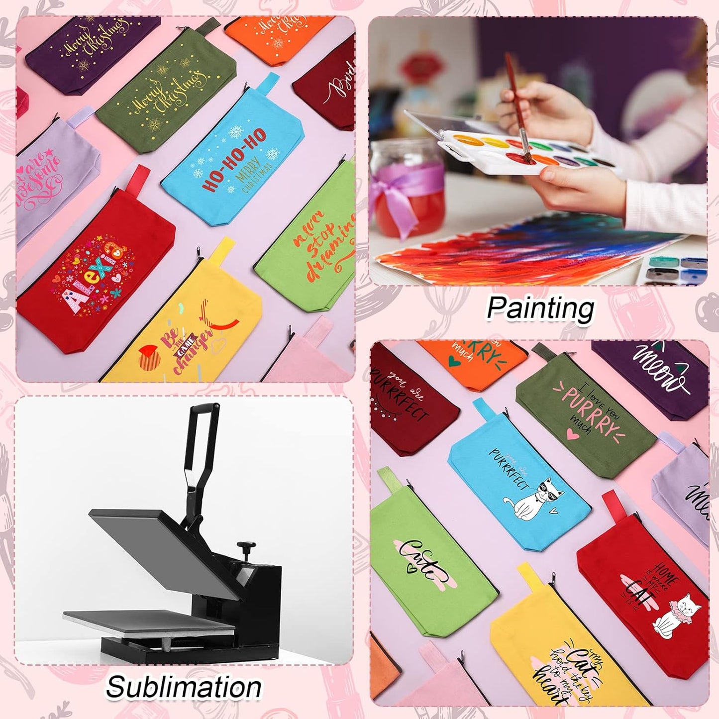 Reginary 60 Pieces Canvas Makeup Bags Bulk Cute Travel Cosmetic Pouch Multipurpose Blank Small Toiletry Bag DIY with Zipper for Women Teens Operation Christmas Gifts Items, 15 Colors(7.5 x 5 x 2 Inch)